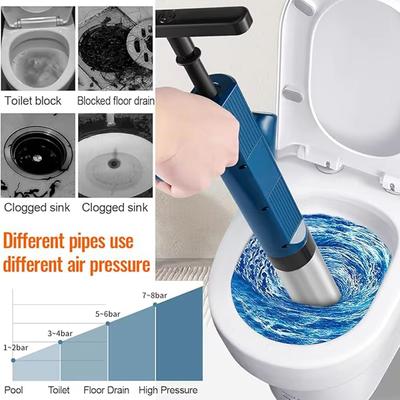 Oilet Plunger Set-High Pressure Air Plunger Drain Blaster Gun Drain Clog Remover Tool for Sink Bathroom Kitchen Pipe Floor Drain