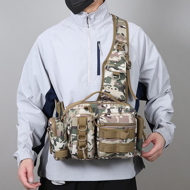 Fishing Tackle Backpack Lure Box Gear Storage Bag Fanny Pack for Men Fly Fishing Backpack with Rod Holder Sling Shoulder Bag