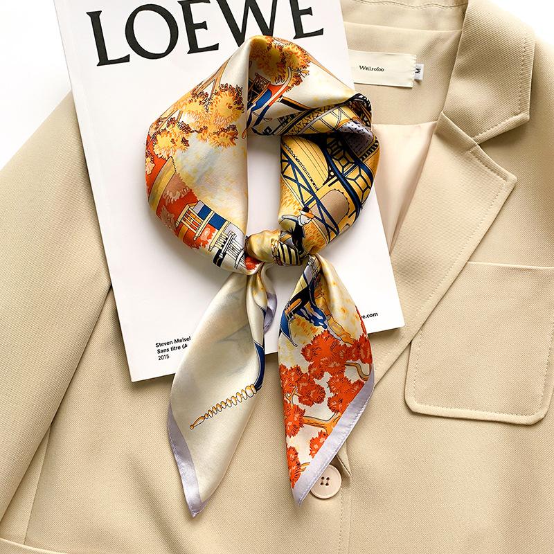 

Новый весенне-летний модный шелковый квадратный шарф для женщин в корейском стиле из шелка Mulberry, подарочный шарф с принтом шарфа 65*65CM