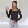 European & American Women's Slim-fit Milk Silk Long-sleeve Navel-baring T-shirt - Autumn Fashion Pullover.