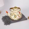Pear-shaped Enamel Teapot Floral Enameled Tea Jug Retro Water Kettle