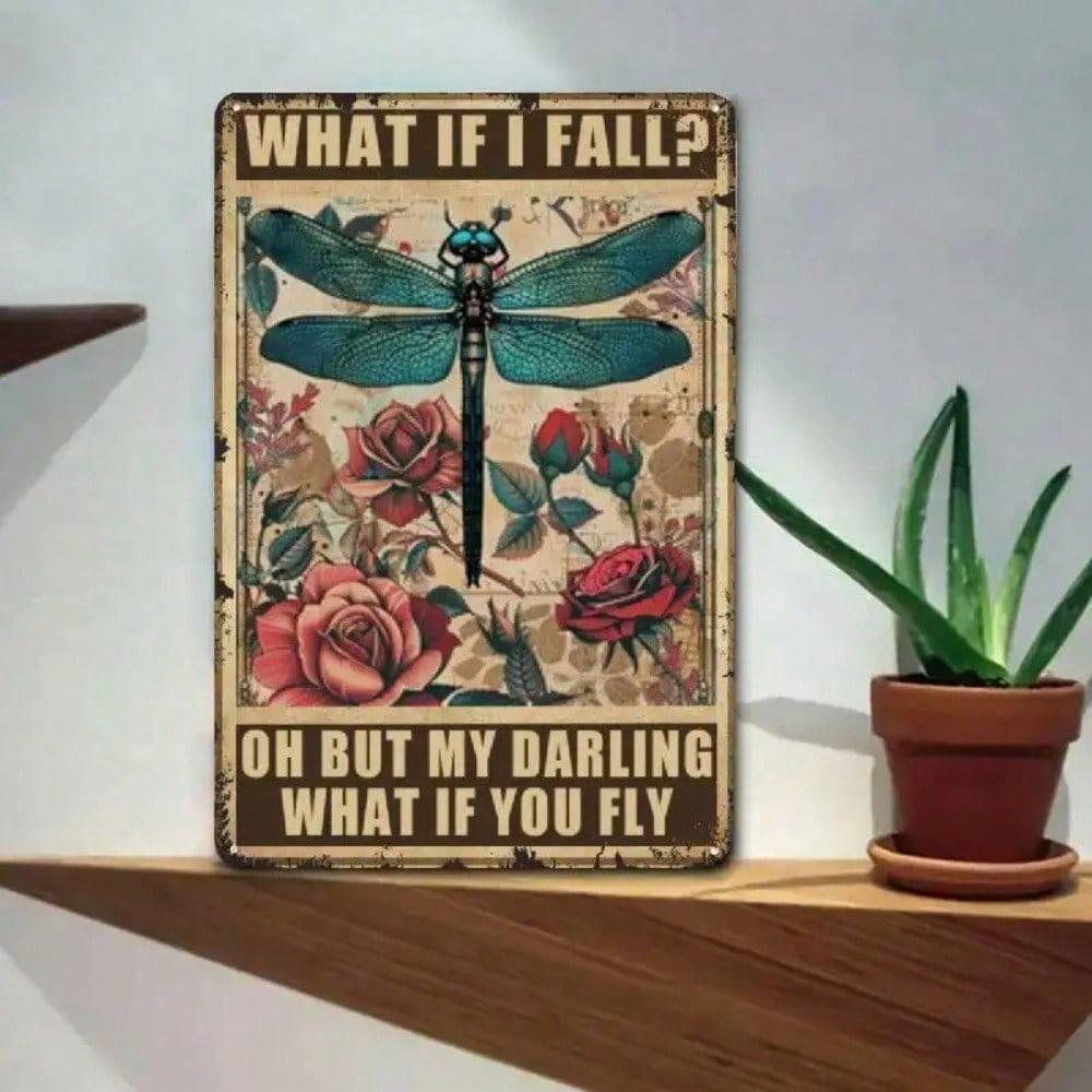 YNLLOOFD Vintage 8x12 Metal Tin Sign Dragonfly Art Wall Decor for Home Office