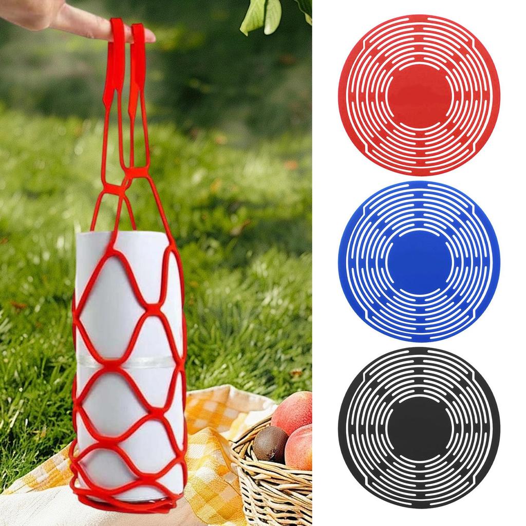Reusable Silicone Wine Bag & Coaster Foldable Travel Bottle Carrier Tote For Picnic Party Camping, Kitchen Bar Restaurant Home