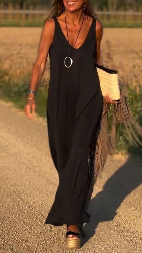 Womens Summer V Neck Tank Dress With Stripes And Beads For Casual Travel