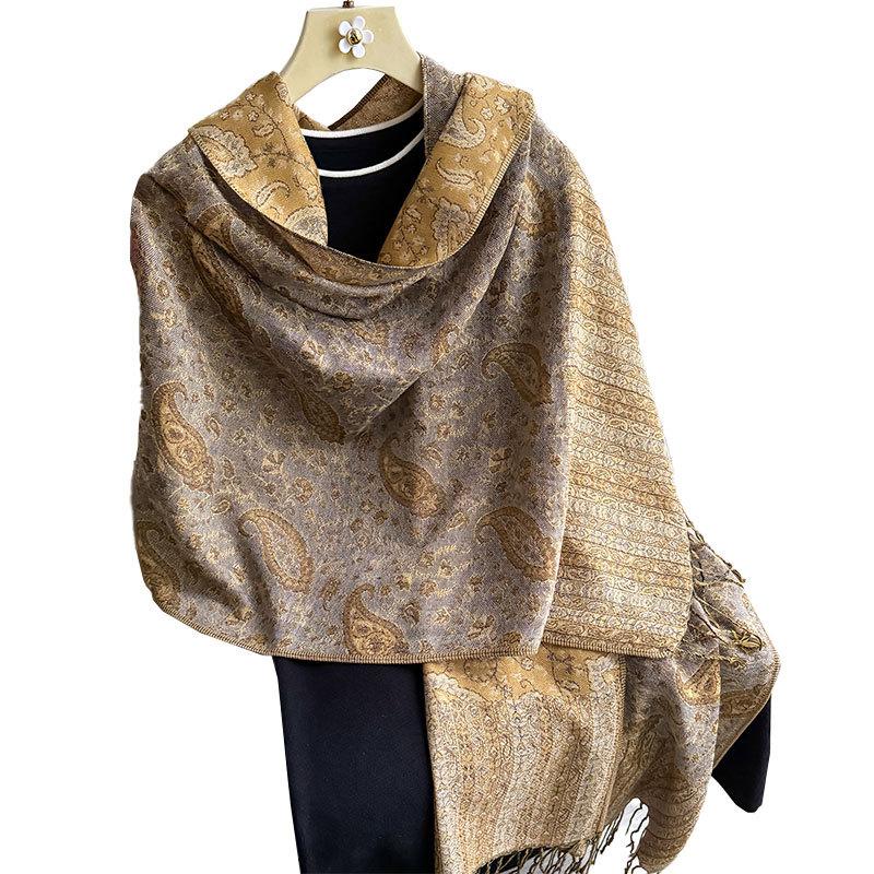 Tourism Shawl Women'S Ethnic Style Long Tassel Imitation Cashmere Scarf Xinjiang Yunnan Outer Cape Cape