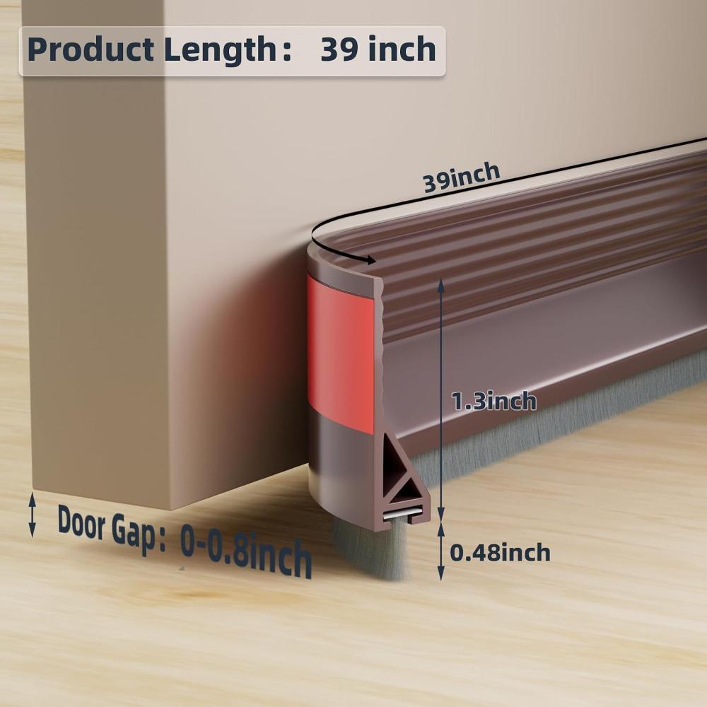 Self Adhesive Door Bottom Seal Strip Brush Strip Design Windproof Dustproof Soundproof Insect Proof Seal Strip Home Door Seal