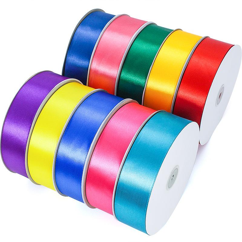 Single Face Ribbons 100% Polyester 20 Solid Color 4 cm Wide Ribbon 100Y for Birthday Decoration