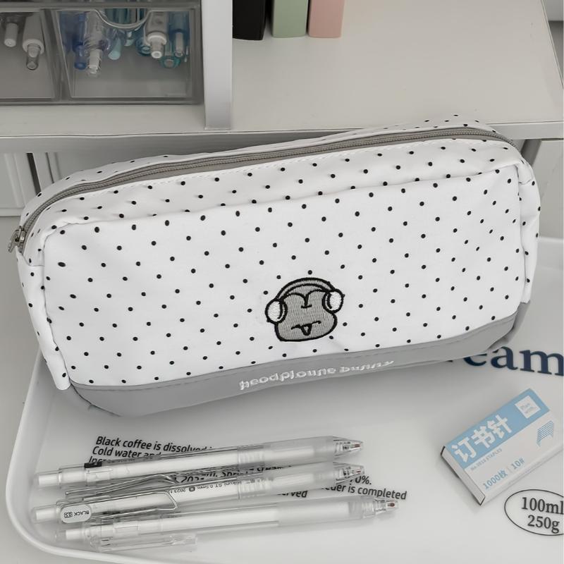 

Cute Wave Point Earphones Rabbit Pen Case Cartoon Portable Minimalist Large Capacity Pencil Case Storage Bag Student Supplies