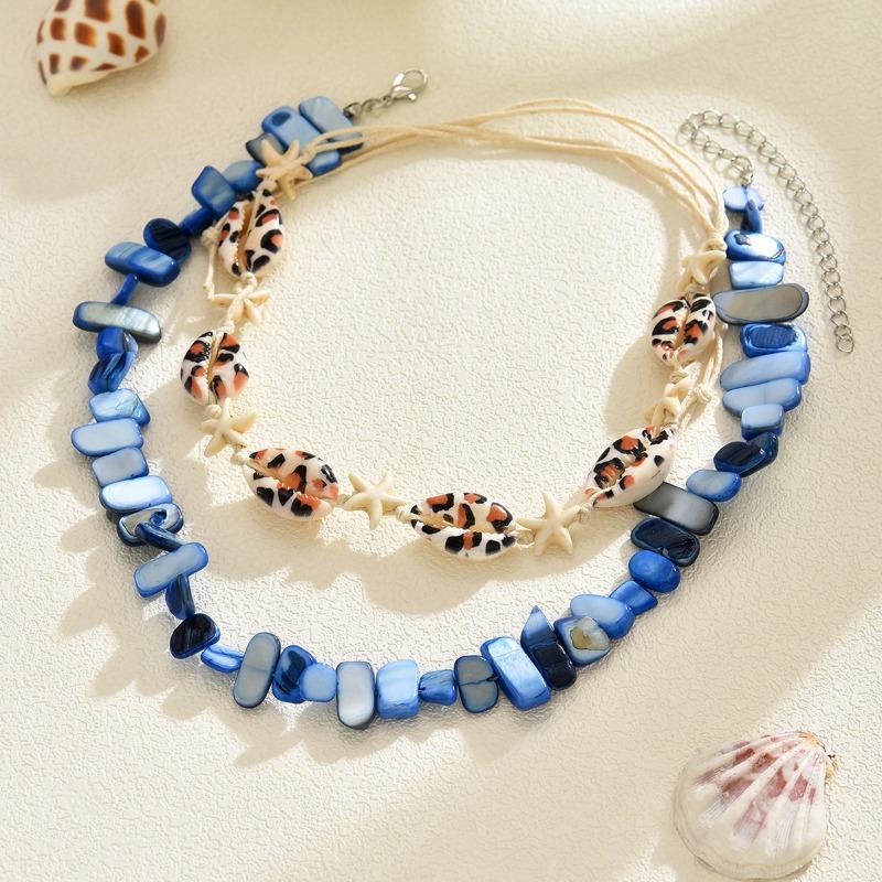 Beaded Necklace Irregular Gravel Necklace Multi-layer Stacked Wind Ocean Shell Starfish Collar