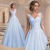 2023 Spring/Summer V-Neck Strapless Mesh Evening Dress, Elegant European & American Long Skirt