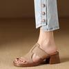 2025 Damen Sandalen Handgefertigt Vintage Eckige Zehen Damen Hausschuhe Schnallenschuh Neue Damen Sommer Strand Freizeit Pumps