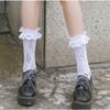 Women's Spring and Autumn Heart Shaped Lace Versatile Long Calf Socks