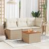 VidaXL Table de jardin beige 55x55x37 cm résine tressée et bois acacia 366064