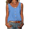 Summer New Solid Color V-neck Vest Button Sleeveless Pocket Tank Top Office Lady Commuter T-shirt Off Shoulder Simple Blouse