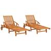 Day and Night - Day and Night Loungers 2 Units Solid Acacia Wood