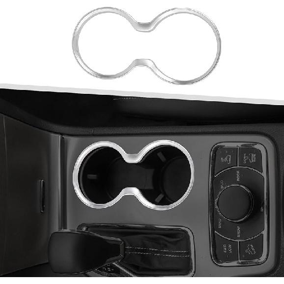 Jimen Compatible with Jeep Grand Cherokee 2011-, Front Cup Holder Cover Trim (Chrome)