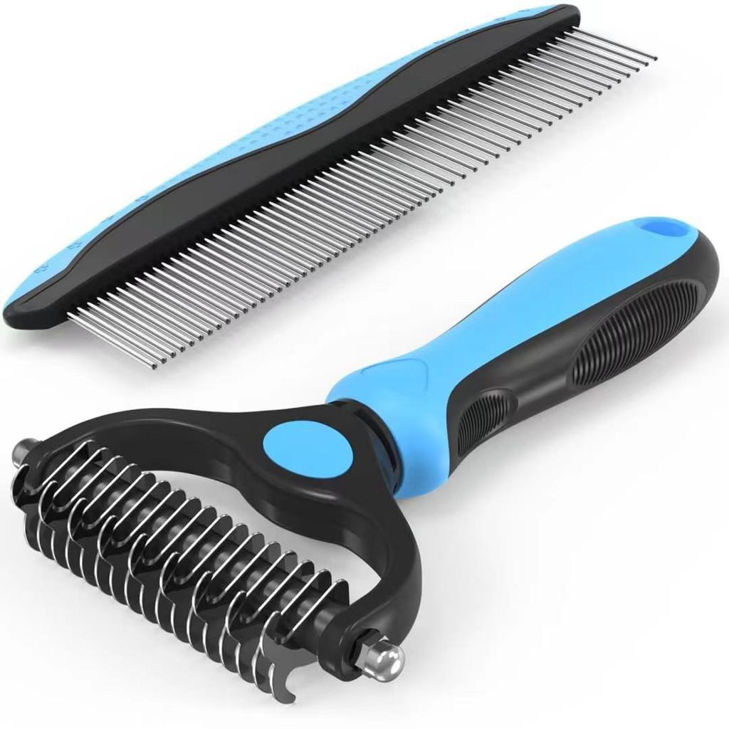 Pet Hair Removal Comb for Cats & Dogs - Comfortable Knot Detangler for Grooming Kittens & Puppies