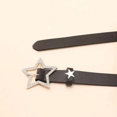Elegant Rhinestone Star Buckle Women's Belt PU Leather Punk Street Style Waistband Dress Shirt Decoration Y2K Girls