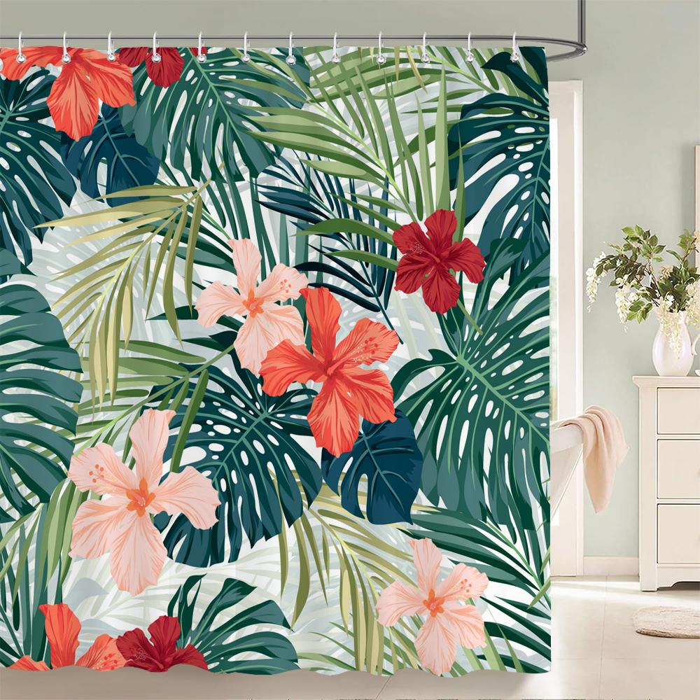 

Flowers Pattern Shower Curtains Waterproof Polyester Bath Screen Curtain For Home Decoration Bathroom Printed Shower Curtain W60H190(CM)-1 Pcs