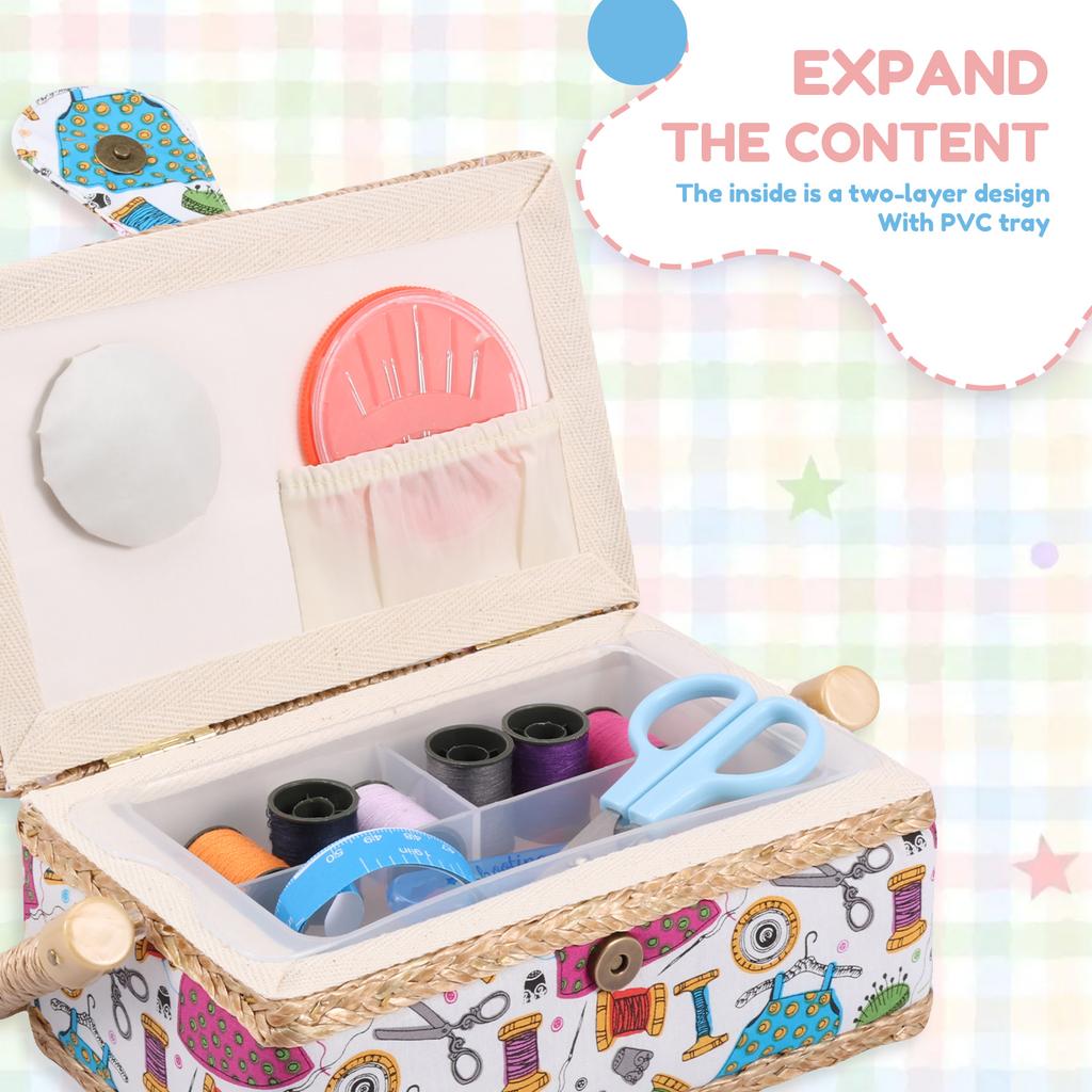 Sewing Kit Storage Box Sturdy Dust Proof Sewing Organizer Basket PortableKnitting Needles Storage Bag For Sewing Accessories