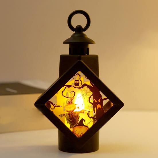 Halloween Decorative Lantern, Spooky Witch Pumpkin Scarecrow LED Night Light, Battery Operated Table Lamp for Holiday Party Decoration