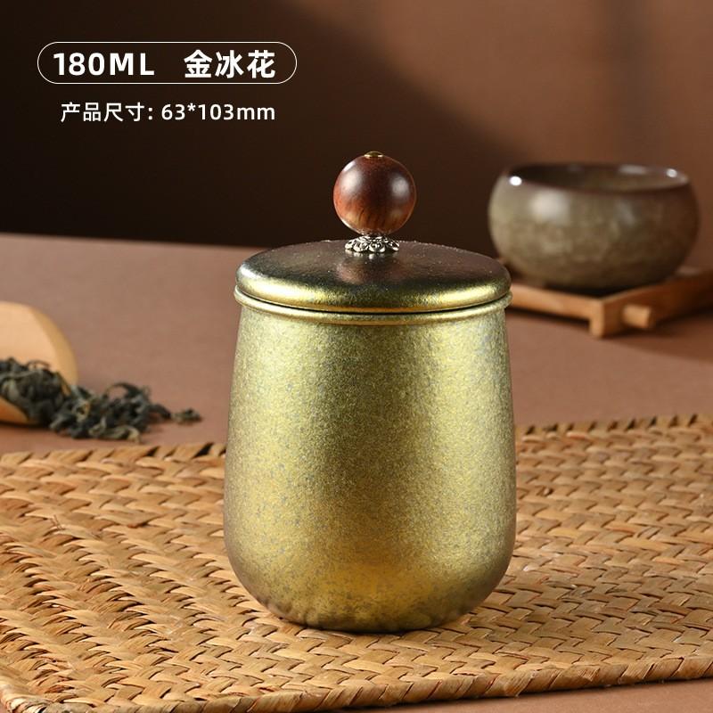 Pure Titanium Tea Canister Round Airtight Home Office Outdoor Storage