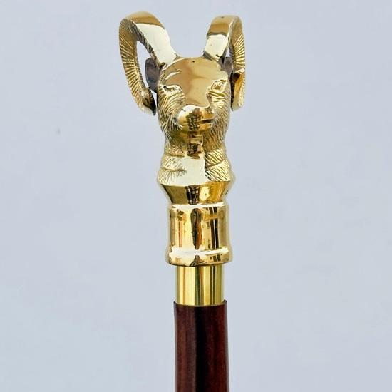 91.44 Cm Brass Deer Head Walking Stick, Handmade Luxury Cane for Collectors, Unique Walking Stick for Men Women Gift