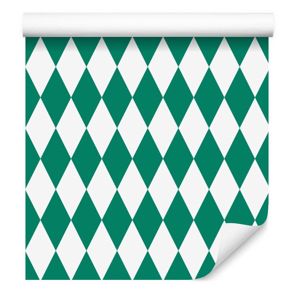 Harlequin Diamonds Wallpaper In Teal, White and Mint 50x1000