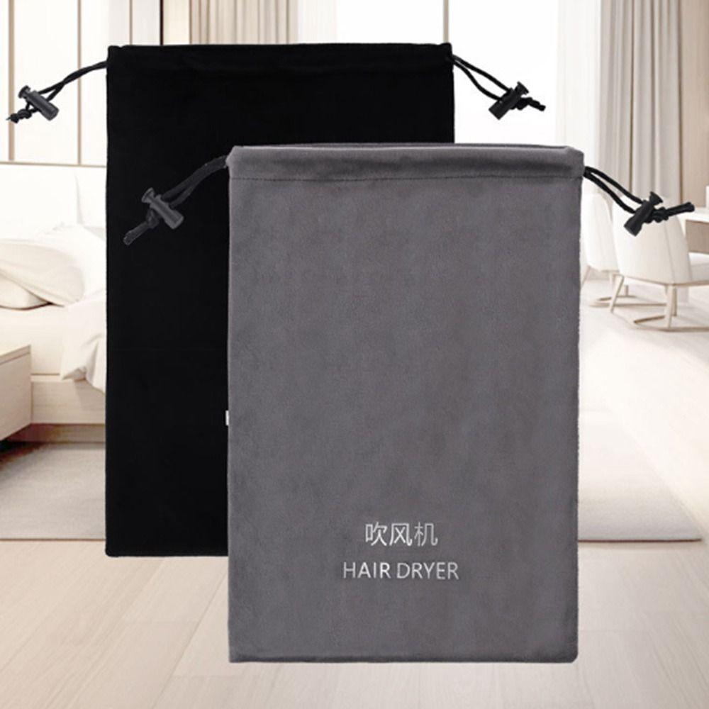 Flannel Hair Dryer Storage Bag Foldable Dustproof Hair Curler Protective Cover Soft Large Capacity Drawstring Carrying Case