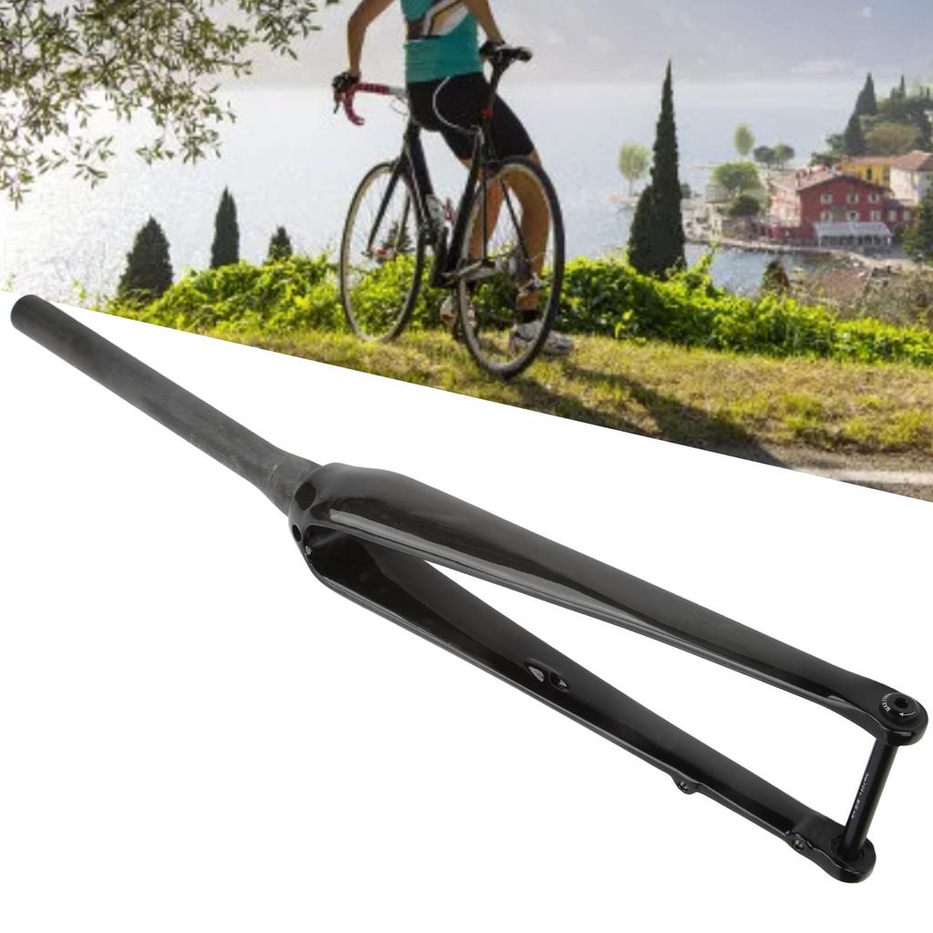 Garfo Dianteiro de Bicicleta Full Carbon para Estrada com Tubo Cônico e Eixo de Barril para Freio a Disco
