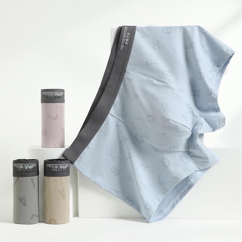 Fenteng Men's 4-Pack Antibacterial Printed Cotton Boxer Briefs