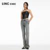 Jinyujie Women's Vintage Mid-High Waist Slim Fit Bootcut Stretch Jeans