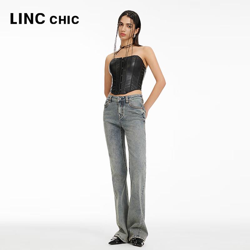 Jinyujie Women's Vintage Mid-High Waist Slim Fit Bootcut Stretch Jeans