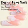 Wearable Long French Sweet Pipe Nails with Diamond Camellia Bow 3D False Manicure Tips