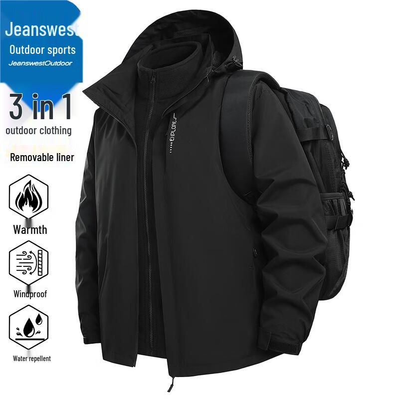 

Jeanswest Men s 3-in-1 Outdoor Windproof Warm Jacket 2XL