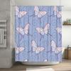 Blue Butterfly Shower Curtain with White Stripes Perfect for Bathroom Decor!