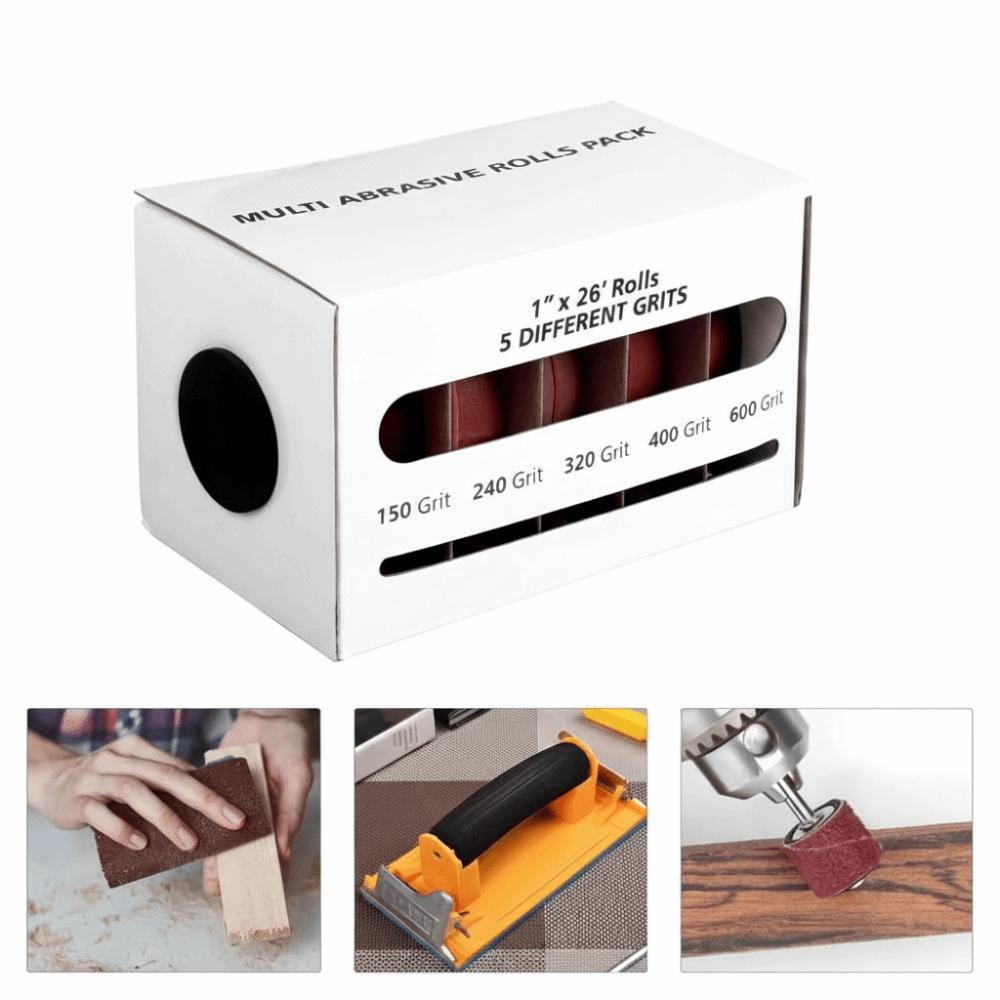 4/5/6 rolls with Dispenser  Cloth Rolls Metal Emery Cloth Alumina Sandpaper  Hardwood