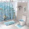 Bathroom Shower Curtain Four-piece Digital Printing Marble Waterproof Shower Curtain Toilet Partition Curtain Bath Mat