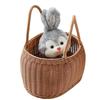 Ruhan Small Wooden Rattan-Style Picnic Basket