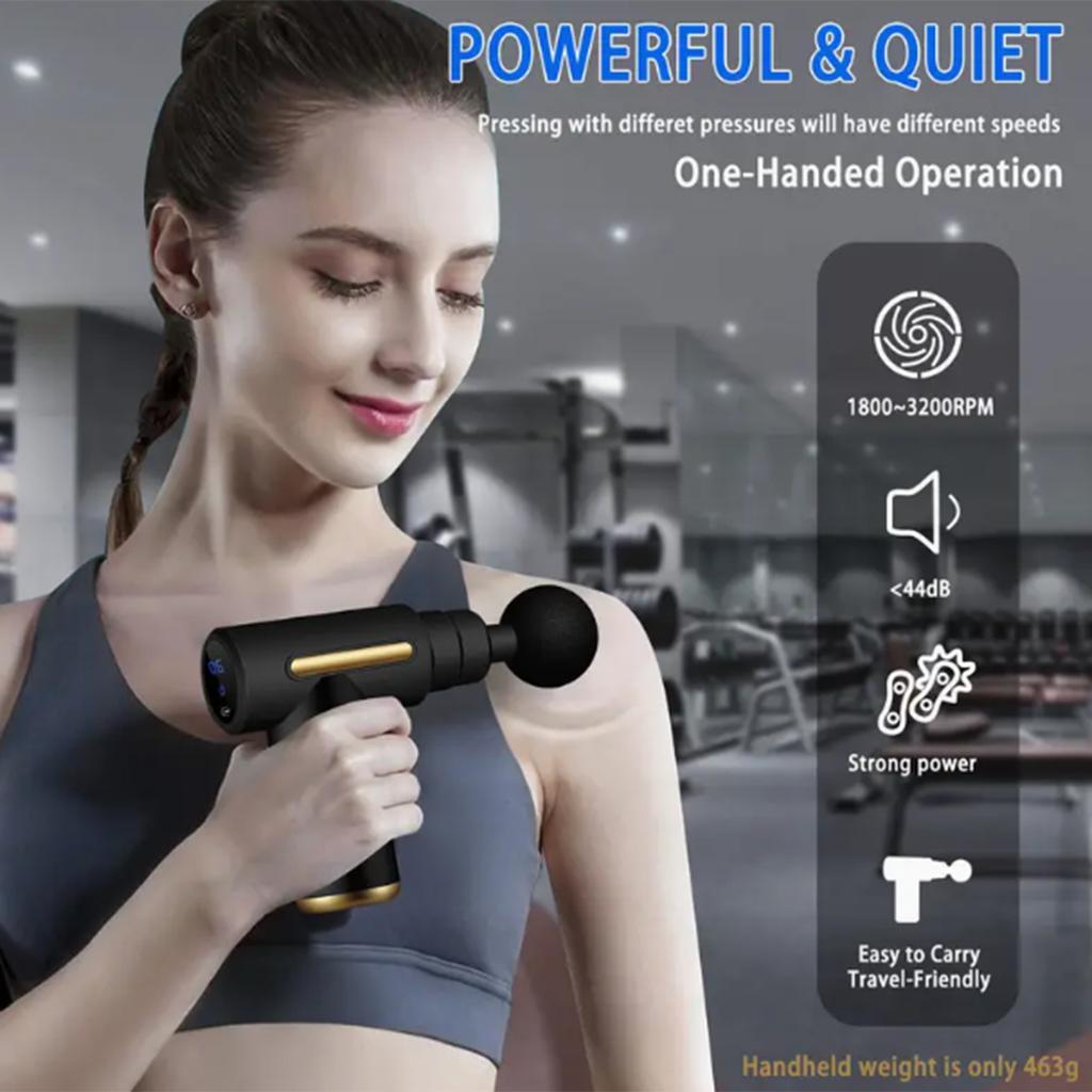 Deep tissue massage electric fascia gun multi-gear adjustment+professional massage head
