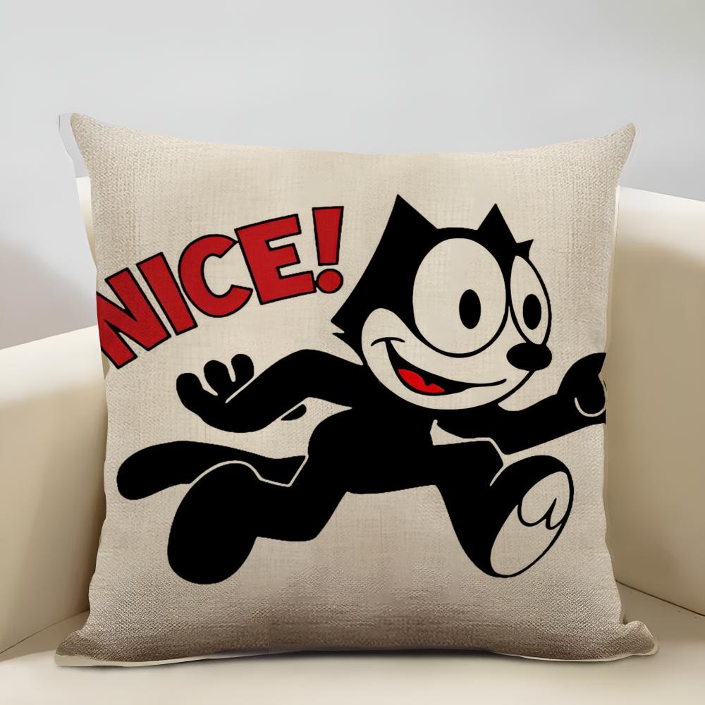 

Felix the cat Cushion Cover Household Decoration Linen Sofa Cushion Cover: Skin-Friendly & Breathable with Invisible Zipper 12x12Inch