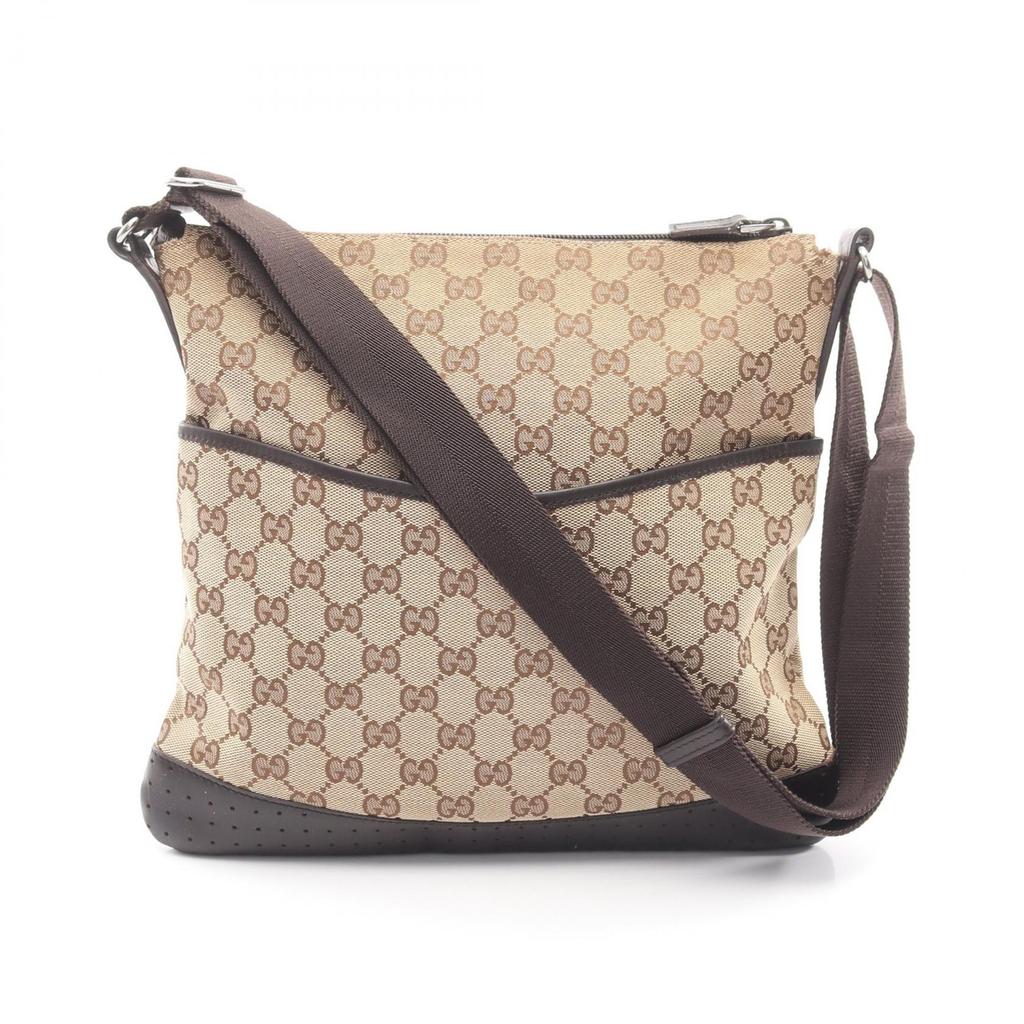Used GUCCI GG canvas Shoulder Bag 145857 canvas leather Beige Brown Used Women