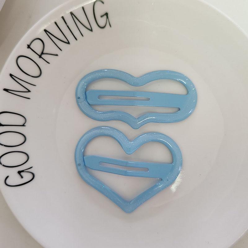 2pc Alloy Big Heart Colorful Cute Sweet Solid Color BB Hairpin HairClips for Women  Hair Accessories Ornament