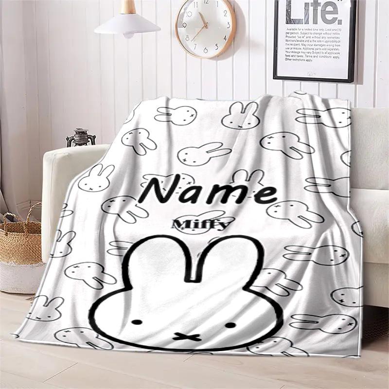 Custom Name Miffy Stars Heart Name Blanket Suitable All Seasons Soft Comfortable Sofa Office Home Blanket Camping Trip Soft And Comfortable Bedroom