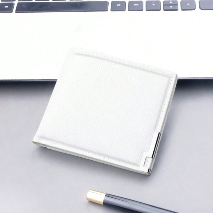 Portefeuille blanc, petit porte-cartes en cuir court, portefeuille mini multi-cartes fin pour étudiant, simple