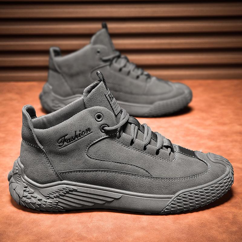 

Новая мужская обувь с высоким берцем, износостойкая, на толстой подошве, водонепроницаемая, повседневная, уличная, универсальная обувь для папы 44 серый