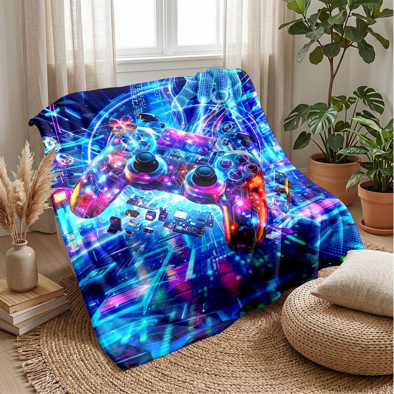 Neon Panda Gamer Theme blanket Lightweight Warm Flannel Blanket Decorative Throw Blanket for Home Decoration