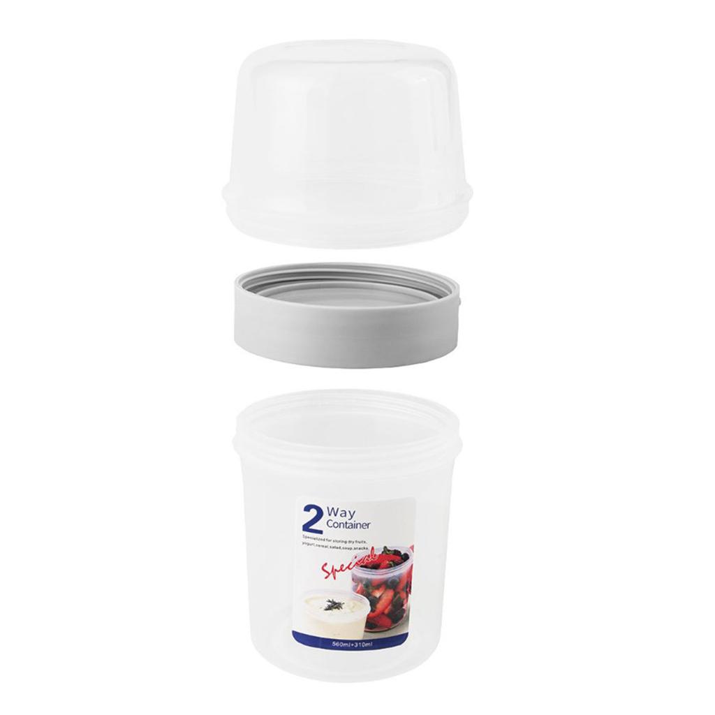 Portable Food Container 2 Layer Storage Bottle Seal Pot Airtight Canister for Yogurt Salad Fruit