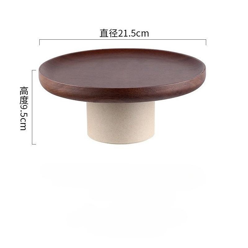 Vintage Japanische Akazienholz Kuchenplatte Heim Dessert Präsentationsständer Keramik Hohe Obstschale