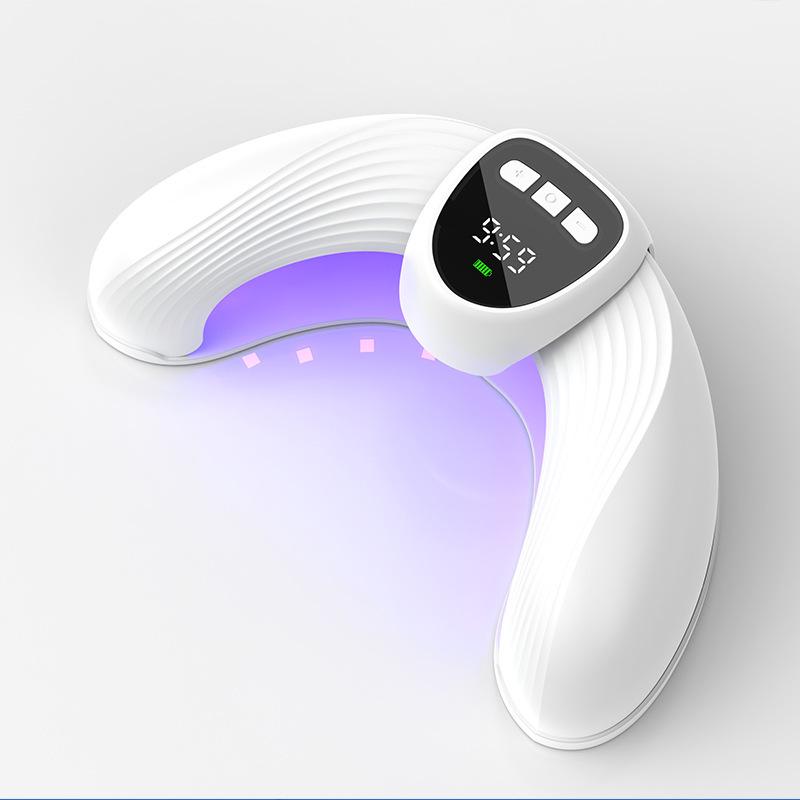 Quick-dry Crescent Nail Lamp: Anti-Black Hand, Dual Light Source, Telescopic, U-shaped Phototherapy.